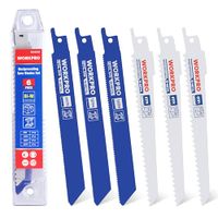 WORKPRO Lot de 6 lames de scie sabre bimétal pour bricolage et coupe du métal, du bois avec clous et du plastique, avec boîte de rangement