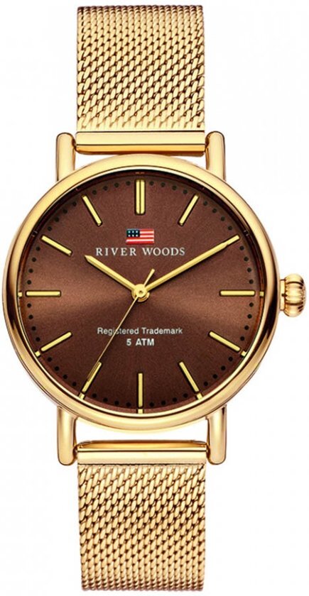 River Woods RW340015 Oswego horloge Vrouwen - Goudkleurig - RVS 34 mm