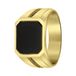 Lucardi Heren Goldplated Zegelring Zwart Staal Goudkleurig