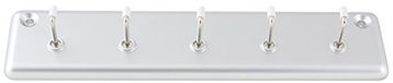 Fackelmann Ledge met 5 haken, Zilver, 20 x 4 x 3 cm