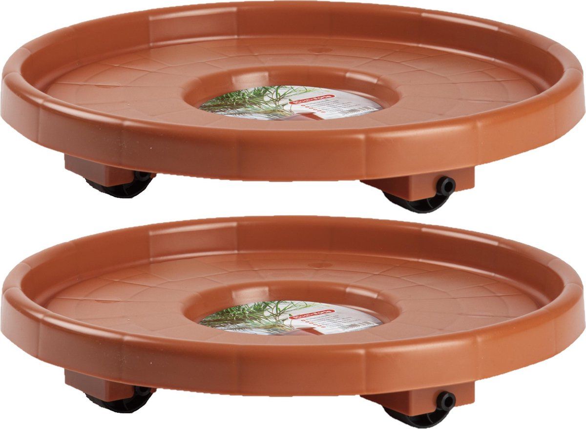 Forte Plastics Plantenonderzetter/Multiroller - Rond - Bruin - 34 cm - Set van 3
