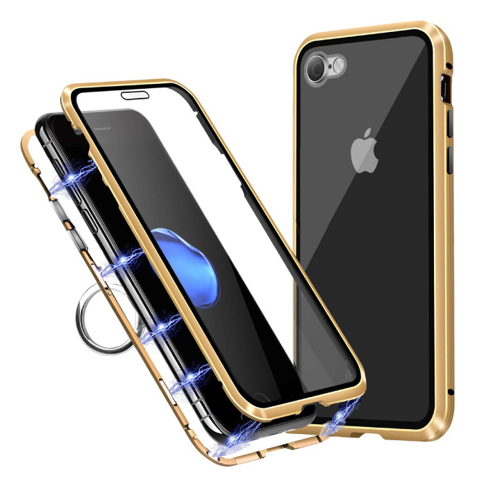 Stuff Certified iPhone 7 Magnetisch 360° Hoesje met Tempered Glass - Full Body Cover Hoesje + Screenprotector Goud