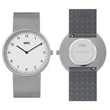 Braun Analoog kwartshorloge met 2 wijzers en extra siliconen rubberen band, snelsluiting veerstangen, 38 mm.