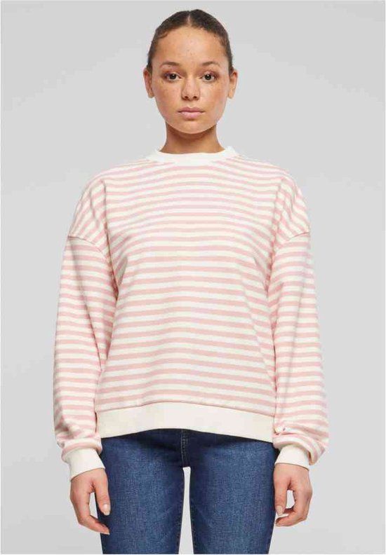 Urban Classics Oversized Striped Crewneck Sweater - Women - M - Pink/Beige
