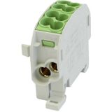 HoraeTec 080110-2-3 Hoofdleiding vertakkingsklem PA, Messing Grijs-wit (RAL 7035), Geel, Groen 1-polig 100 A 690 V Gele