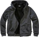 Brandit Sweatjacket Teddylining Heren Trui met capuchon - gemêleerd zwart - XXL