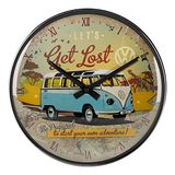Nostalgic-Art Retro wandklok, Volkswagen Bulli Let's Get Lost, VW Bus cadeau-idee, grote keukenklok, vintage design voor decoratie, 31 cm