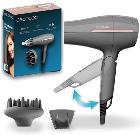 Cecotec IoniCare Power&Go Heaven Föhn 2000W Grijs Diffuser 2 Snelheden