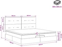 vidaXL Ottomanbed met matras en blauwe LED-verlichting, 200 x 200 cm, met stoffen bekleding