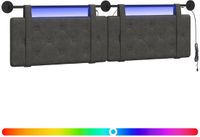 vidaXL Hangend hoofdbord Zwart Antiek PU
