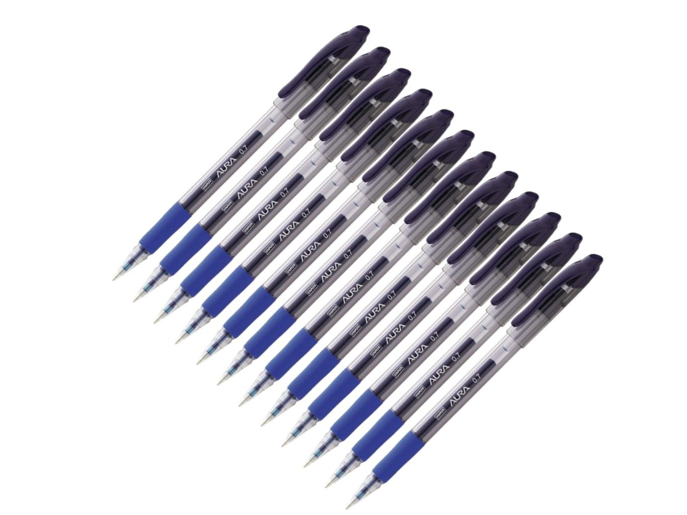 Staples Aura Gel Stick Pen - Medium Point - Blue Ink - Clear Barrel with Grip