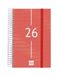 Finocam Spiraalkalender 2026, 1 dag per pagina, januari - december (12 maanden), jaarplanner 2026, met elastiek, omslag van polypropyleen, spiraalbinding, rood, Catalaans