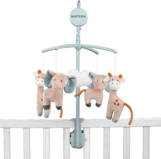 Nattou Axel en Luna Muziekmobiel - Groen/Beige - 31x31x9 cm