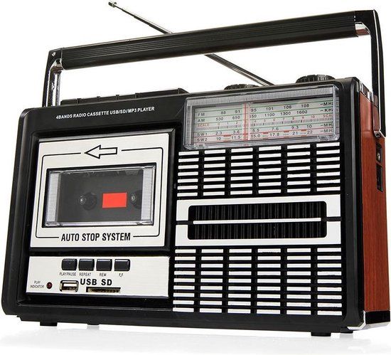 Ricatech PR85 - 80's RadioCassette - Draagbare Retro Radio - Zwart-bruin