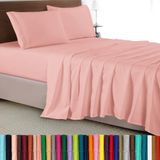 Elegant Comfort Luxe 4-delige lakenset - Luxe beddengoed 1500 premium hotelkwaliteit microvezel, kreukbestendig, koel en ademend, gemakkelijk elastisch gemonteerd, kingsize, oudroze