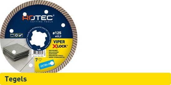 Rotec Diamantzaagblad VIPER X-Lock / TURBO FINE CUT X-Lock, Ø115 x 1,2 x 22,2 mm.