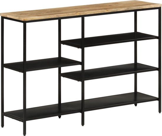 VidaXL Wandtafel 110x30x75 cm massief ruw mangohout en ijzer