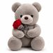 Wiztex Ours – 23 cm. Charmant peluche ours, gris, doux câlin