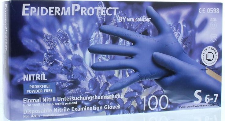 CMT Nitriel onderzoekhandschoen poedervrij s blauw
