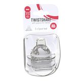 Twistshake 2x Forma Ortodontica Tettarelle Silicone Anti-colica per Biberon, Forma di Becco, Flusso Veloce, 4+ Mese, Transparente