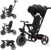 Tricycle pour enfants - Modèle 903 - Pliable - Barre de poussée réglable - Freins de roue - Pare-soleil amovible - Dossier et siège - Convient aux enfants de 10 mois à 5 ans - Noir