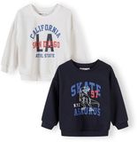 Minoti sweater jongens 2-pack dinosaurus - katoen - donkerblauw