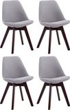 CLP Borneo V2 Set van 4 eetkamerstoelen - Stof grijs walnoot