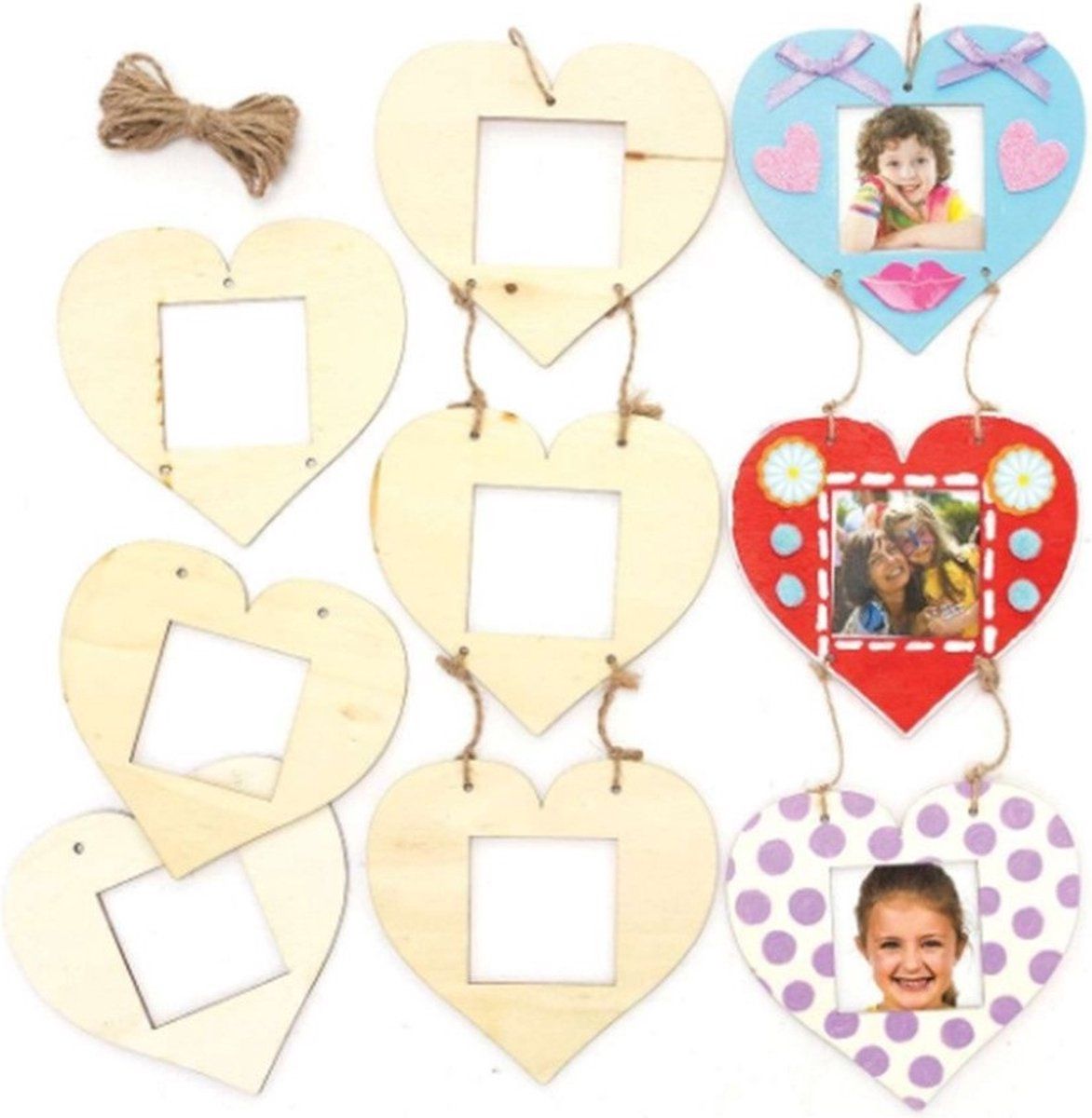 Baker Ross Houten fotolijst - 3x hart DIY - Moederdag knutselwerk