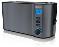 Arendo broodrooster, 2 lange gleuven, geschikt voor 4 sneetjes brood, 1500W, roestvrij staal, grijs