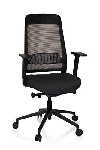 HJH OFFICE 79000 Professionele bureaustoel CHIARO T1 stof zwart ergonomische draaistoel, zithoogte en diepte verstelbaar, netrug