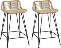 vidaXL Barkruk Naturel Riet en Staal 76 cm