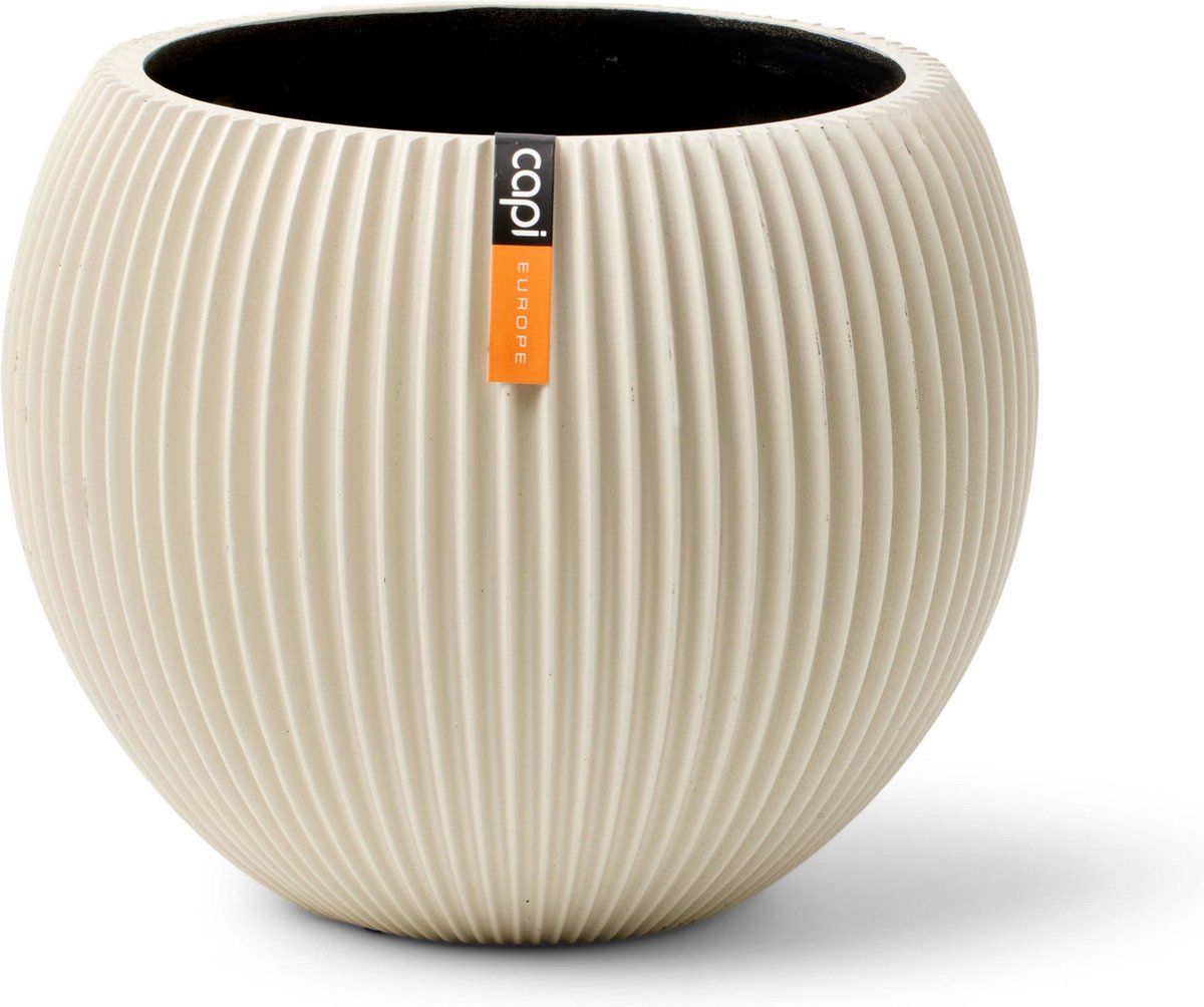 Capi Europe Vaas bol Groove - 29x26 - Beige - Bloempot voor binnen - BGVBG104