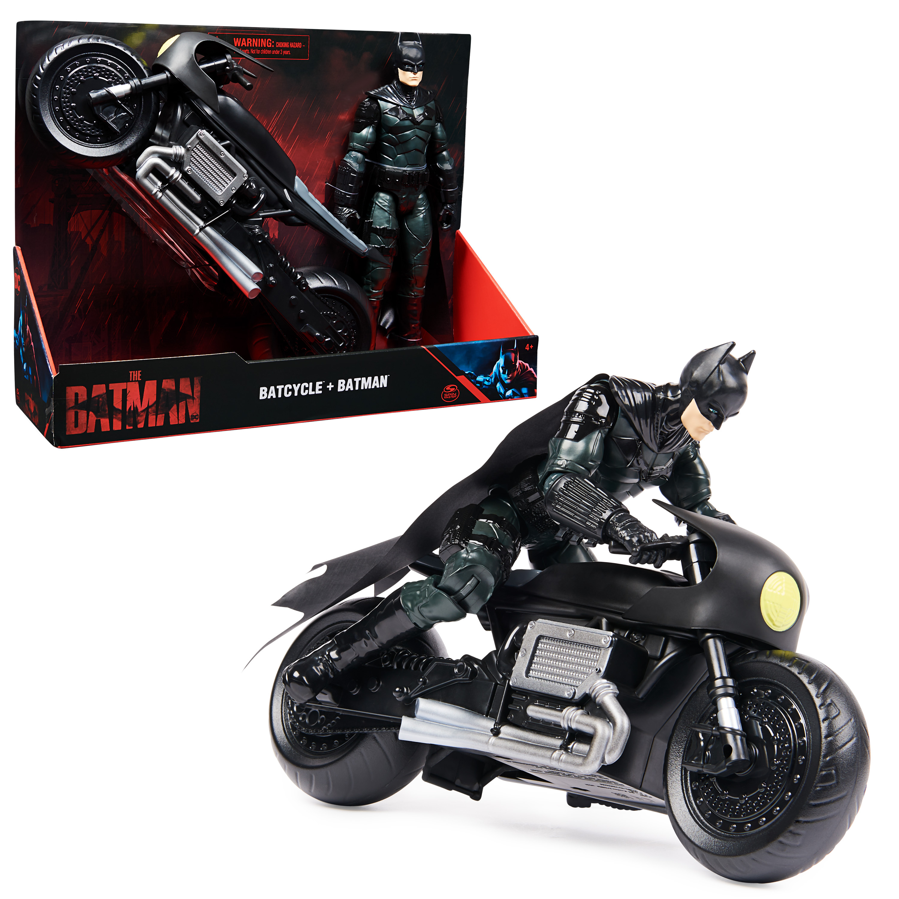 Spin Master Batman DC Comics - officiële The Batman film collectie - Batman-actiefiguur van 30 cm met Batcycle