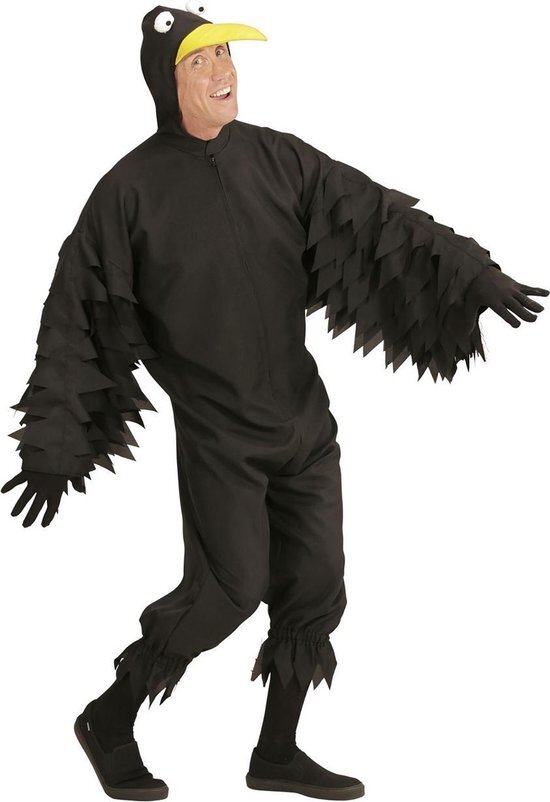 Widmann Arend & Struisvogel & Uil & Kraai & Aasgier & Toekan & Flamingo Kostuum Zwarte Vrolijke Kraai Man XL Carnaval kostuum Verkleedkleding