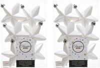 Decoris kersthanger sterren - 12x st - wit - 7 cm - kunststof