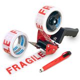 Rapesco 1618 Taperoller 960 met 2 Rollen ‘Fragile’ Verpakkingstape | Antibacteriële Bescherming Germ-Savvy