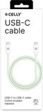 Celly USB-C naar USB-C kabel – Katoen Gevlochten – 1,5 meter – Groen