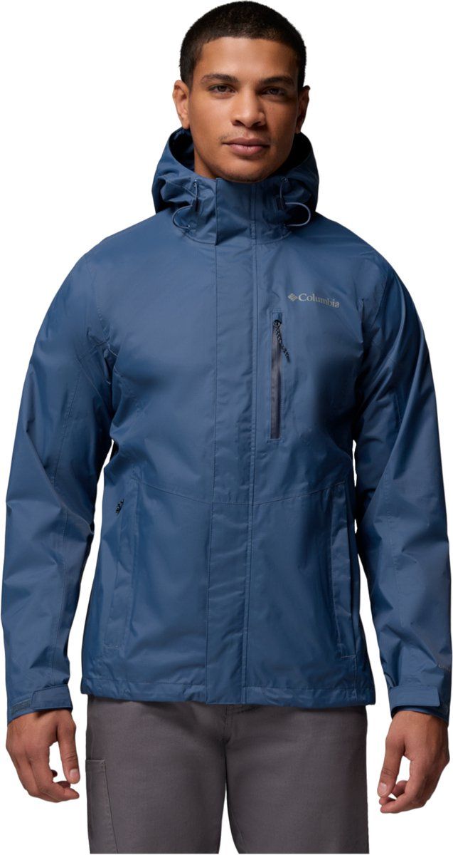 Columbia Heren Pouring Adventure 3 jas, waterdichte regenjas, Dark Mountain, M