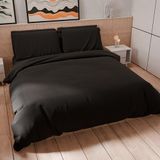 PETTI Artigiani Italiani - Eenpersoons beddengoedset 160 x 200 cm (1 kussensloop 50 x 80 cm inbegrepen), dekbedovertrek van zachte microvezel, zwart