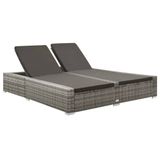 VidaXL Lit de jardin deux personnes poly rotin gris