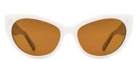 L.G.R Twiga Lunettes De Soleil Femme Blanc Oeil De Chat Marron 56mm