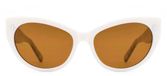 L.G.R Twiga Lunettes De Soleil Femme Blanc Oeil De Chat Marron 56mm