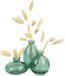 QUVIO Vazen Set of 3 - Glass Vases for Dried Flowers - Green - 7x12cm