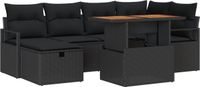 vidaXL Tuinbank Set 7-delig Zwart Polyrotan