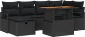 vidaXL Tuinbank Set 7-delig Zwart Polyrotan