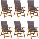 vidaXL Ligstoelen voor Tuin 6 st Naturel Massief Acacia Hout