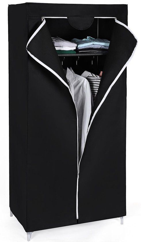Songmics Garderobekast - Oprolbare Garderobe - Kledingkast - Stoffen Kast - Zwart