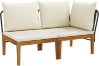 vidaXL 2-delige tuin loungeset met kussens, massief acaciahout & touw