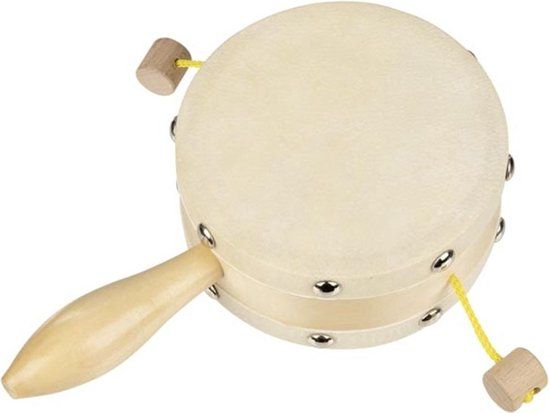 Goki Houten Bedelaarstrom - 10,5 cm - Bruin - Hout - Tamboerijn - Kinderen