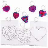 Baker Ross Hartvormige krimpfolie sleutelhanger, 10-delige set, knutselset voor kinderen om in te kleuren en op te hangen op Valentijnsdag (FC478), medium